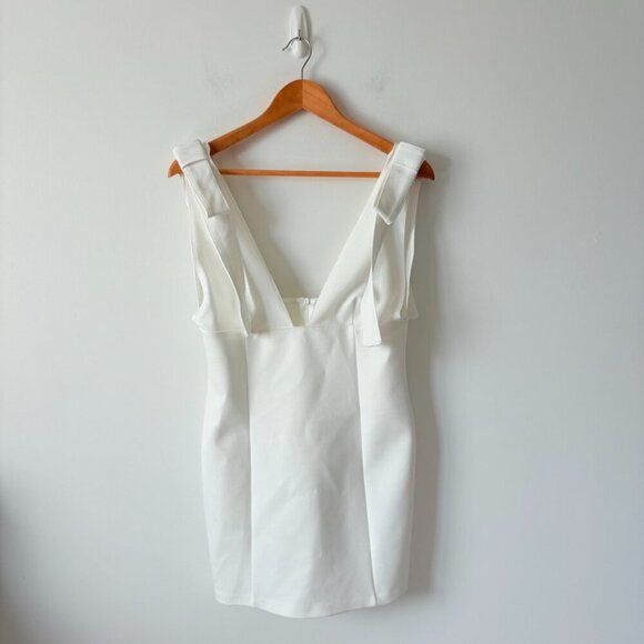 Zara Short Dress with Bows NWT Oyster White Size Large - Picture 7 of 11